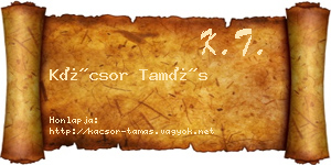 Kácsor Tamás névjegykártya